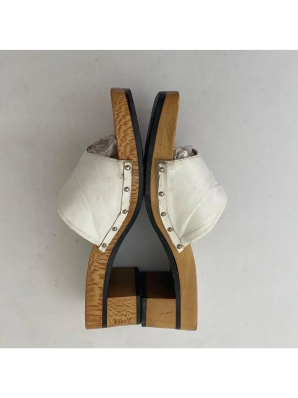 Salvatore Ferragamo Wood Heels Shoes White - Picture 2 of 9